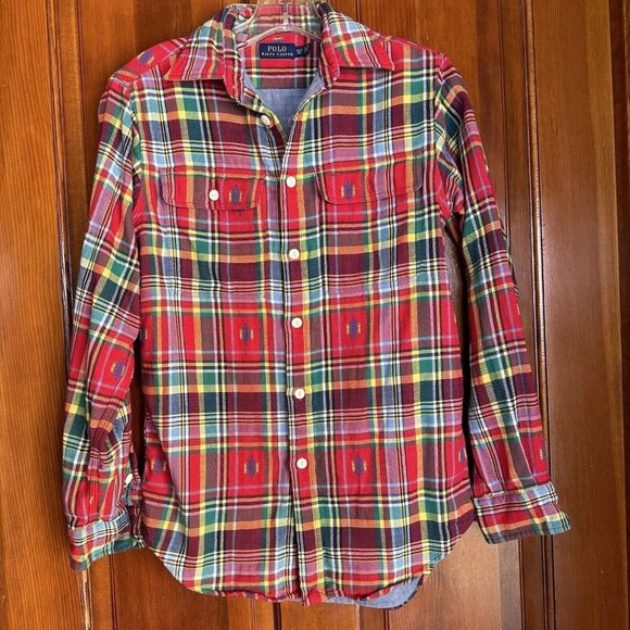 Polo Ralph Lauren Aztec Southwestern Button Up Shirt Men's XS Travis Scott Red - Picture 1 of 11